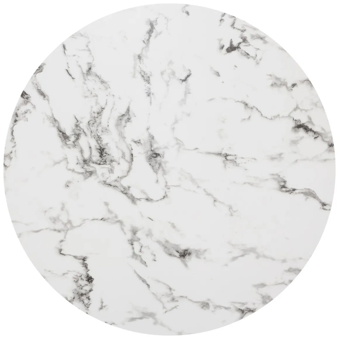 Mesa de jantar redonda com tampo efeito mármore