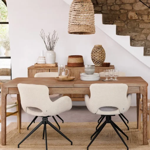 Mesa de jantar SABOR extensível castanha em madeira acácia