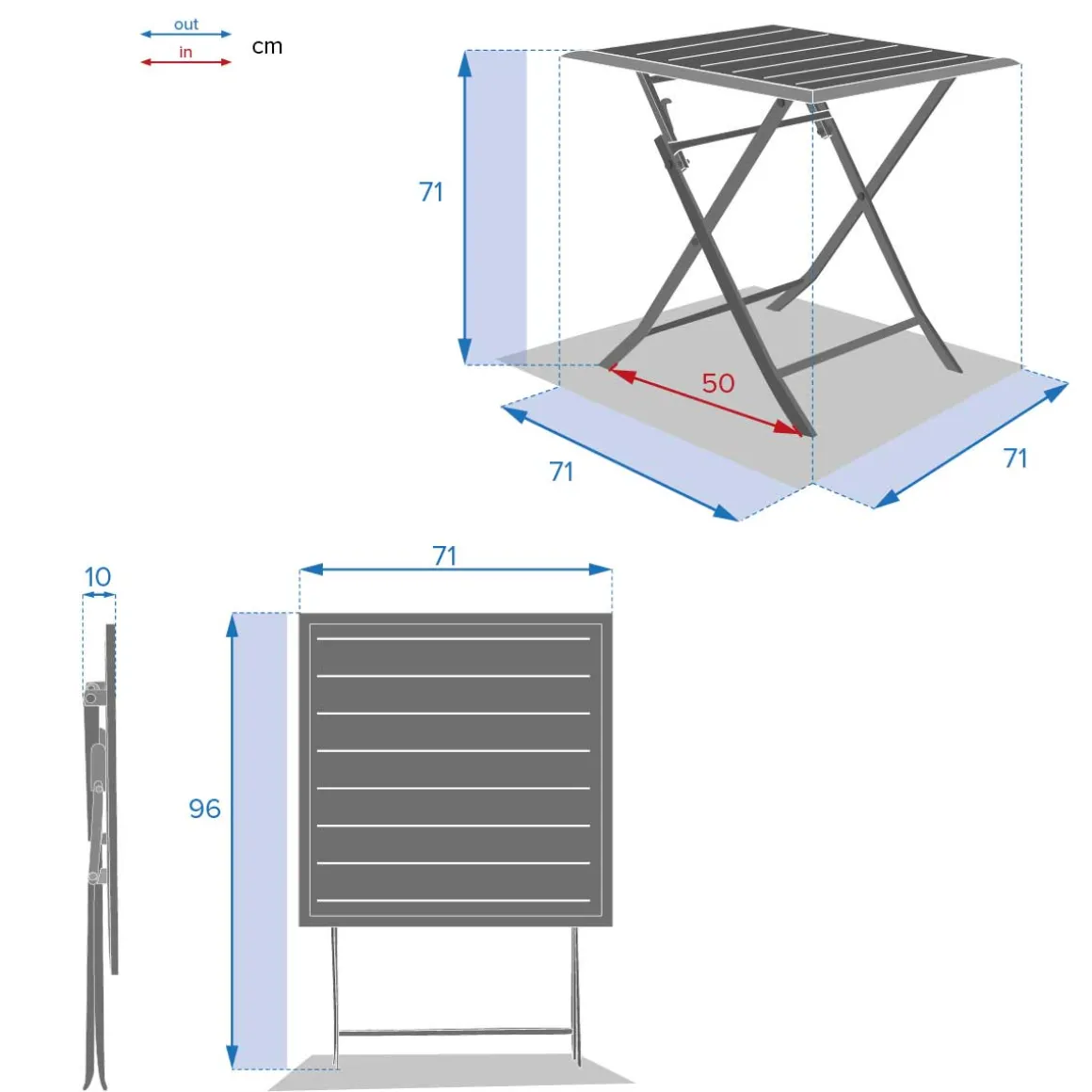 Mesa dobrável AZUA argile
