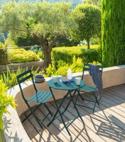 Mesa encartável GREENSBORO redonda azul