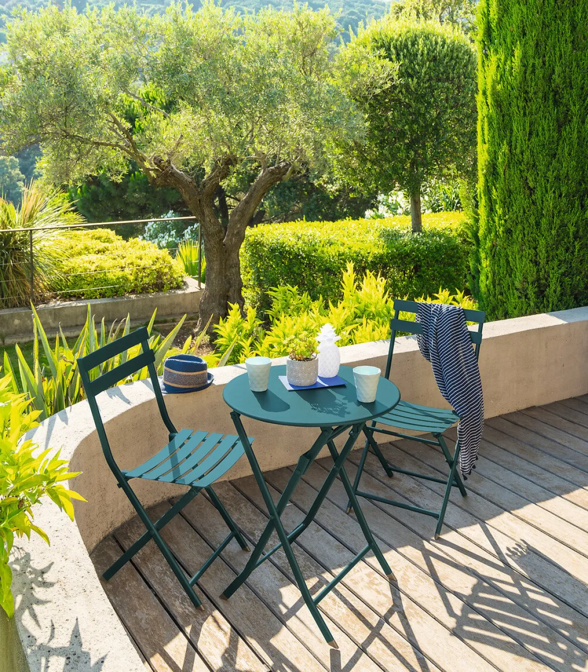 Mesa encartável GREENSBORO redonda azul