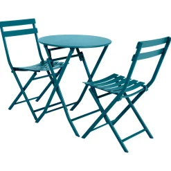 Mesa encartável GREENSBORO redonda azul