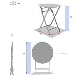 Mesa encartável GREENSBORO redonda azul