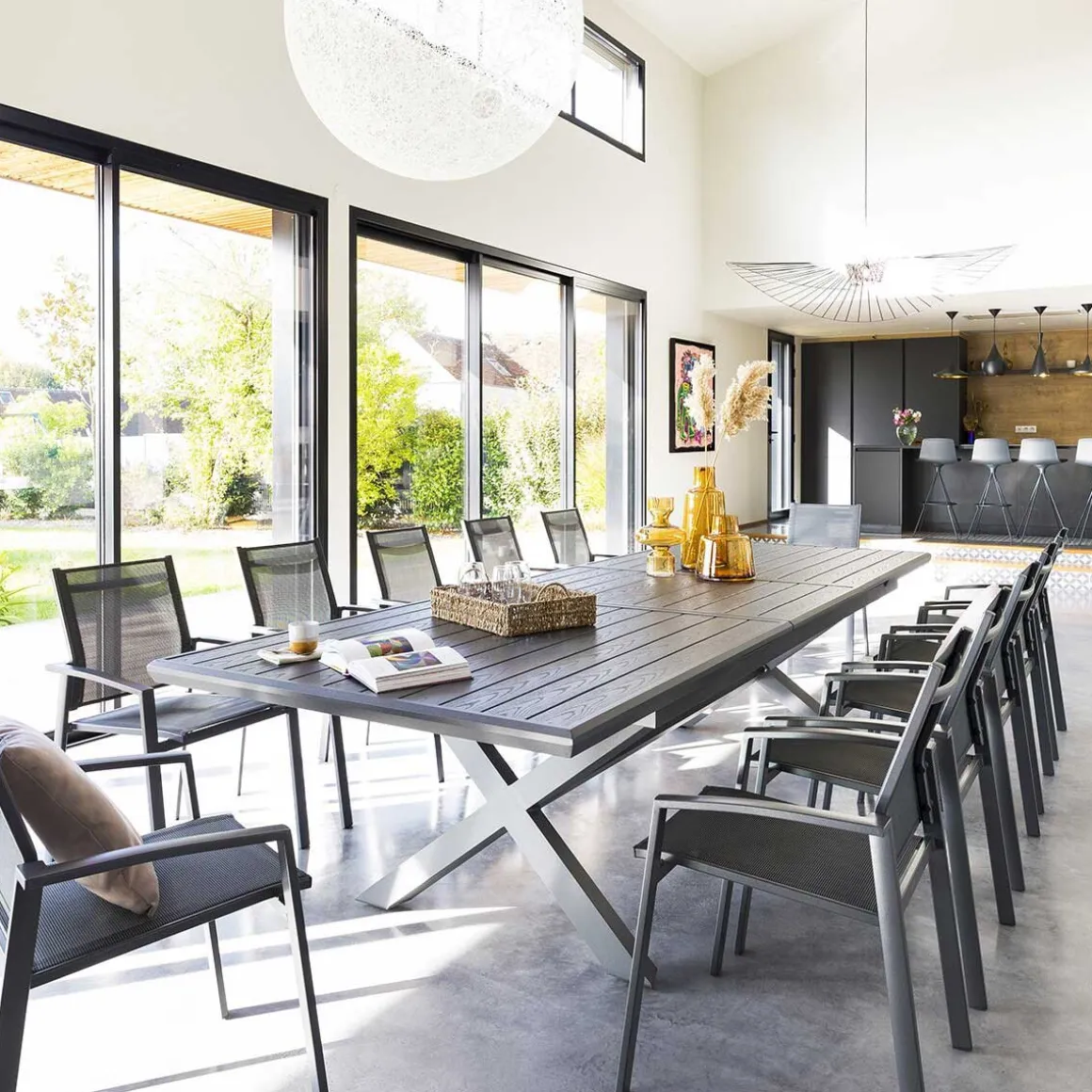 Mesa extensível AXIOME cinza ardósia 250-330cm