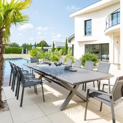 Mesa extensível AXIOME cinza ardósia 250-330cm