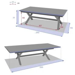 Mesa extensível AXIOME cinza ardósia 250-330cm