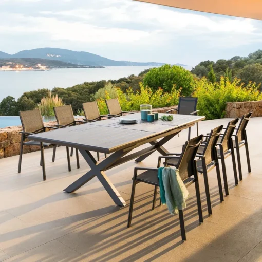Mesa extensível AXIOME cinza ardósia 220-279cm