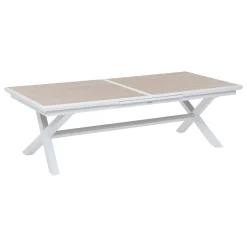 Mesa extensível AXIOME linho e branco 250-330cm