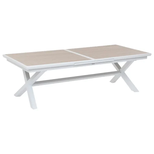 Mesa extensível AXIOME linho e branco 250-330cm