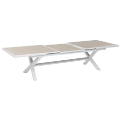 Mesa extensível AXIOME linho e branco 250-330cm