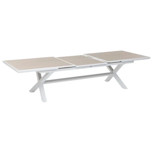 Mesa extensível AXIOME linho e branco 250-330cm