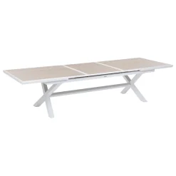 Mesa extensível AXIOME linho e branco 250-330cm