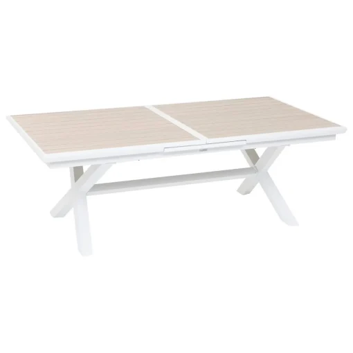 Mesa extensível AXIOME linho e branco 220-279cm