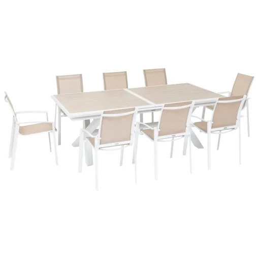 Mesa extensível AXIOME linho e branco 220-279cm
