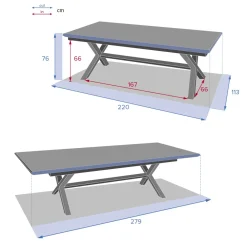 Mesa extensível AXIOME linho e branco 220-279cm