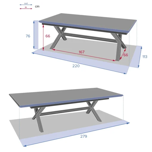 Mesa extensível AXIOME linho e branco 220-279cm