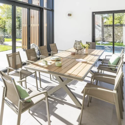 Mesa extensível AXIOME praline e honey 220-279cm