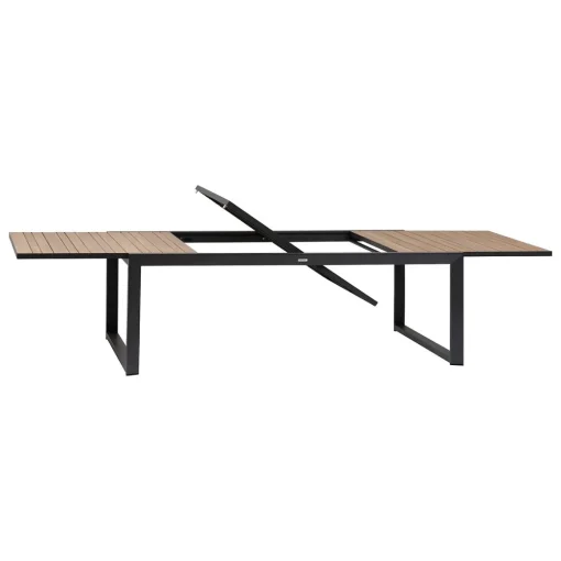 Mesa extensível corvo em alumínio e madeira acácia 220-340cm