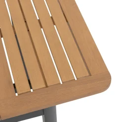 Mesa extensível FOLYA em alumínio e madeira eucalipto