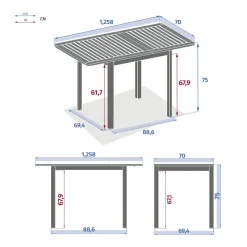 Mesa extensível FOLYA em alumínio e madeira eucalipto