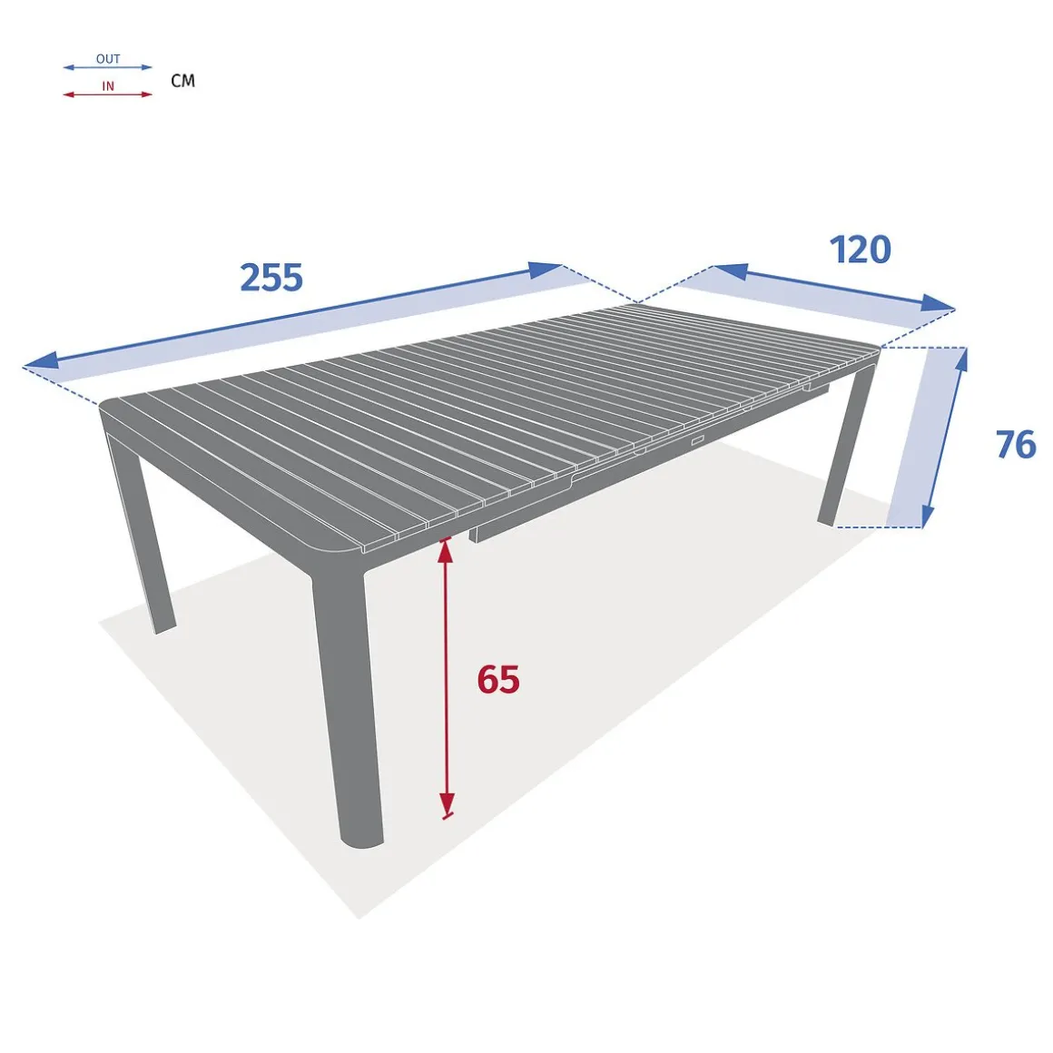 Mesa extensível PARADIZE em alumínio e madeira acácia