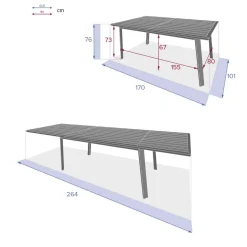 Mesa extensível PAVANE cinza graphite 170-264cm