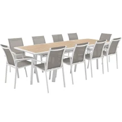 Mesa extensível PAVANE linho e branco 170-264cm