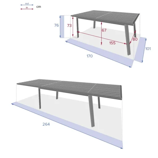 Mesa extensível PAVANE linho e branco 170-264cm