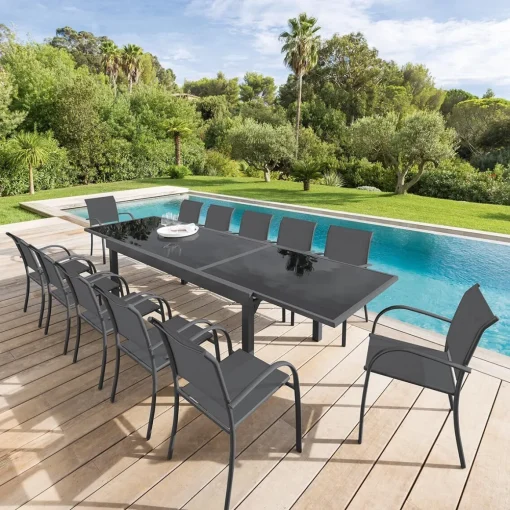 Mesa extensível PIAZZA cinza graphite 135-270cm