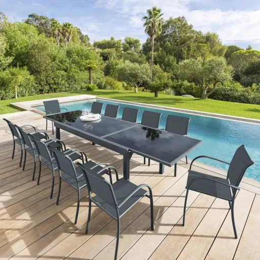 Mesa extensível PIAZZA cinza graphite 200-320cm