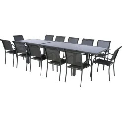 Mesa extensível PIAZZA cinza graphite 200-320cm