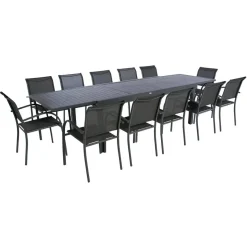 Mesa extensível PIAZZA cinza escuro 200/320cm