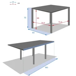 Mesa extensível PIAZZA cinza graphite 90-180cm