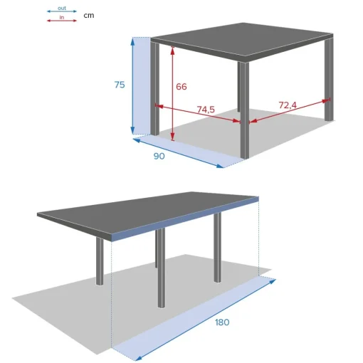 Mesa extensível PIAZZA cinza graphite 90-180cm