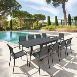 Mesa extensível PIAZZA cinza graphite 135-270cm