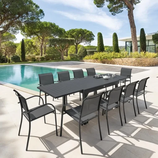 Mesa extensível PIAZZA cinza graphite 135-270cm