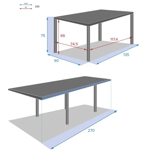 Mesa extensível PIAZZA cinza graphite 135-270cm