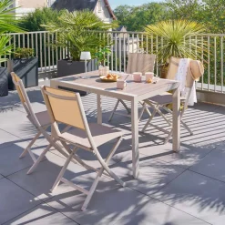 Mesa fixa EVASION bege em alumínio