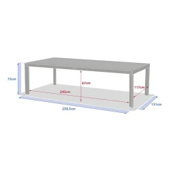 Mesa fixa EVASION em alumínio 12 lugares