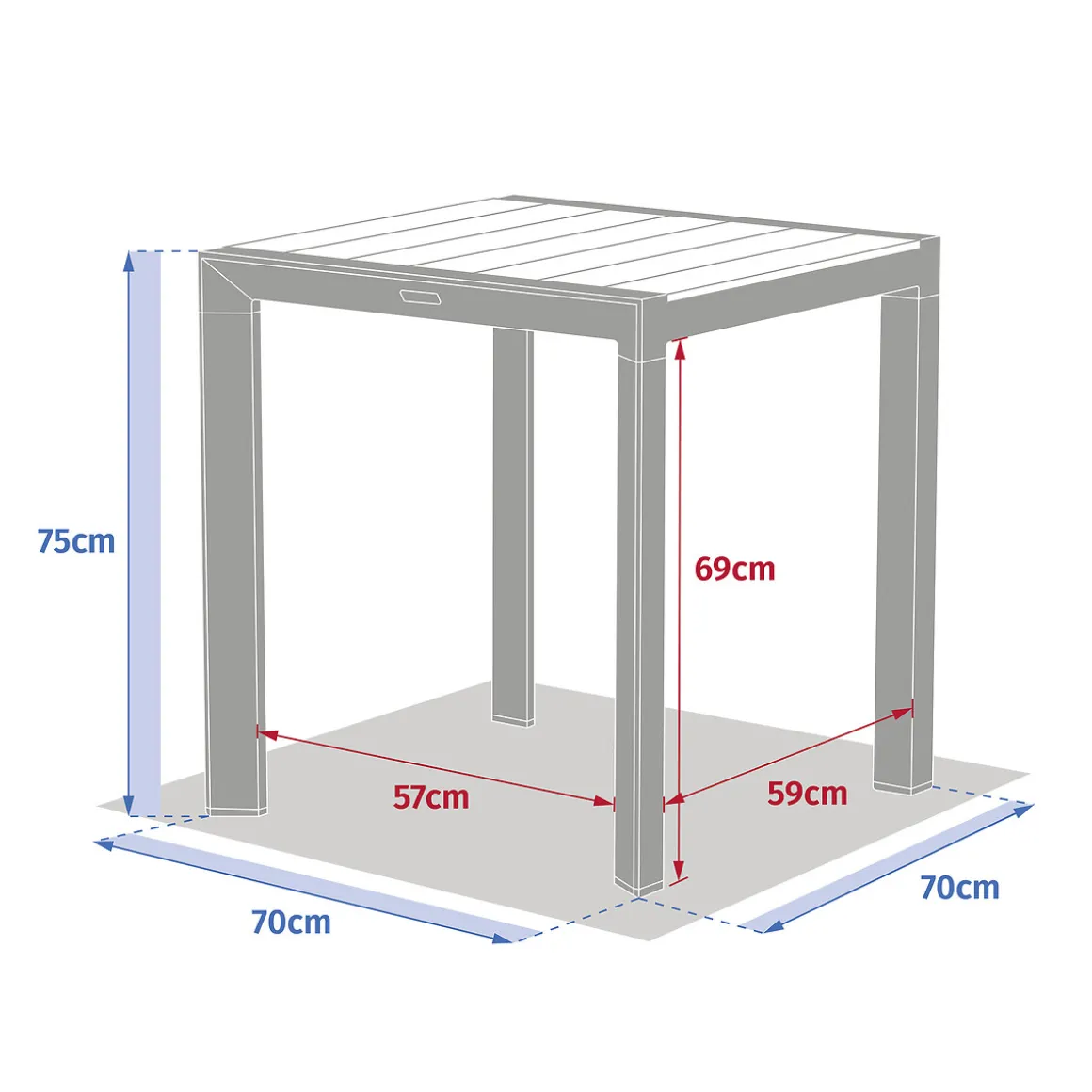 Mesa fixa EVASION verde em alumínio 70x75cm