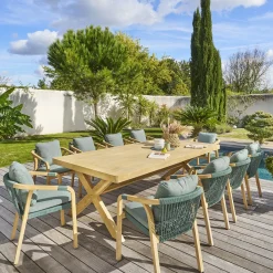 Mesa fixa XENIA em madeira acácia