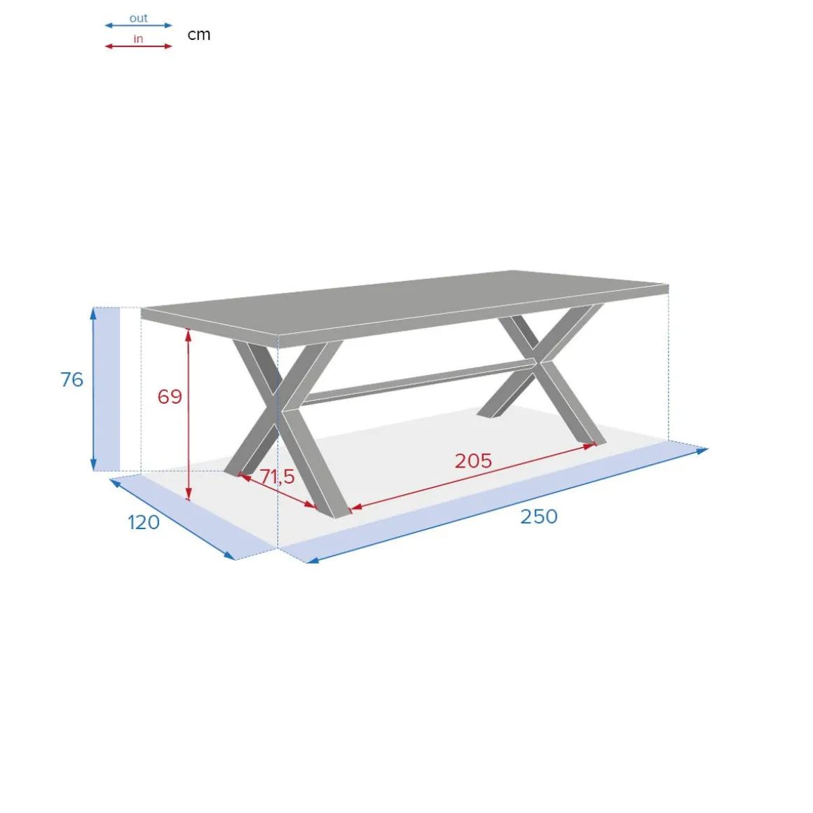 Mesa fixa XENIA em madeira acácia