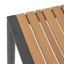 Mesa lensia em alumínio e madeira eucalipto