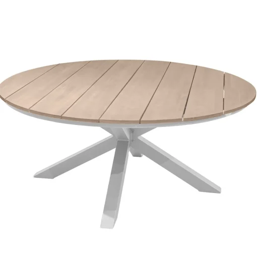 Mesa ORIENGO redonda branca em madeira acácia 160cm
