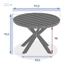 Mesa ORIENGO redonda branca em madeira acácia 111,5cm