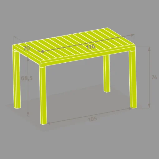 Mesa rectangular de jardim AYORA cinza escuro em alumínio
