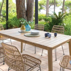 Mesa TIWI castanha em madeira acácia 6 pessoas