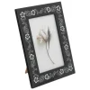 Moldura preta e branca com decoração flores 10x15cm