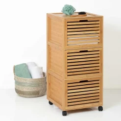 Móvel baixo wc SICELA castanho em bambu com 3 gavetas