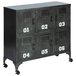 Móvel com 6 portas numeradas SEVIN preto em metal